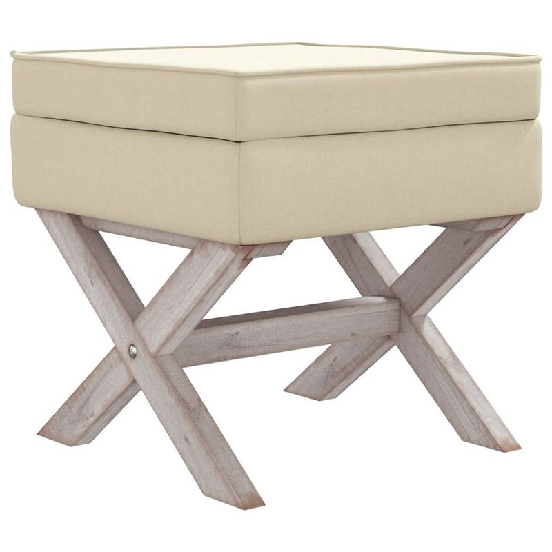 Foto van The living store kruk vintage beige - 45x45x49 cm - opbergruimte - schuimvulling