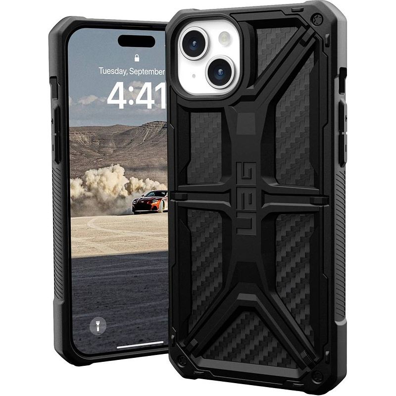 Foto van Urban armor gear monarch backcover apple iphone 15 plus carbon