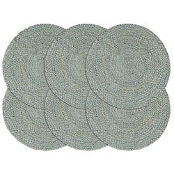 Foto van Vidaxl placemats 6 st rond 38 cm jute olijfgroen