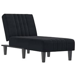 Foto van The living store chaise longue fluweel zwart - chaise longue