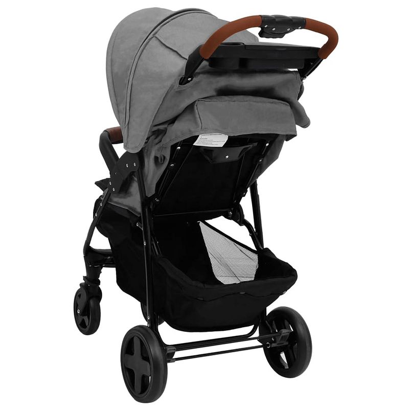 Foto van Vidaxl kinderwagen 2-in-1 staal lichtgrijs