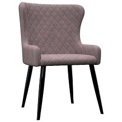 Foto van The living store eetstoelen - eetkamerstoelen - 60 x 55 x 84 cm - roze fluweel