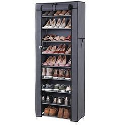 Foto van Schoenenkast met 10 niveaus - tot 27 paar schoenen - 58cm breed en 160cm hoog - grijs