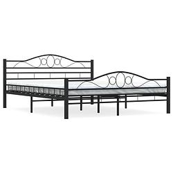 Foto van The living store metalen bedframe - staal - 210 x 167 x 85 cm - zwart