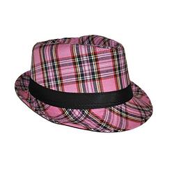Foto van Al capone hoed ruit roze - verkleedhoofddeksels