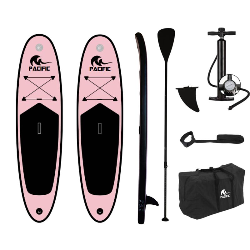 Foto van Duoset! pacific special edition sup board - extra stevig - 285 cm - 6 delig - roze