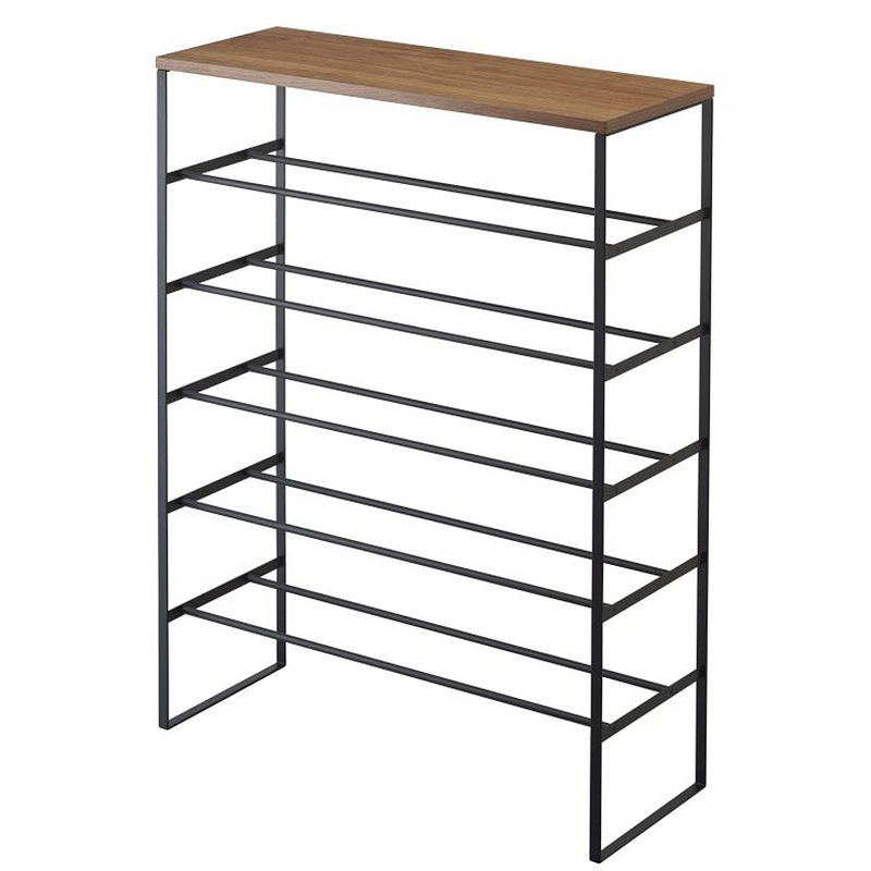 Foto van Yamazaki shoe rack with wood top board - tower - black