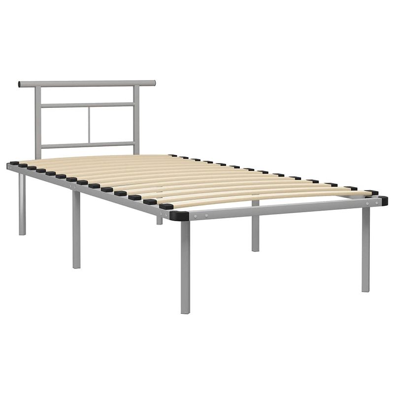 Foto van The living store metalen bedframe - grijs - 90 x 200 cm - massieve constructie - stevige lattenbodem - matras niet