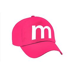 Foto van Letter m pet / cap roze voor volwassenen - verkleed / carnaval baseball cap - verkleedhoofddeksels