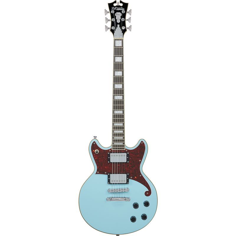 Foto van D'sangelico premier brighton sky blue elektrische gitaar met gigbag