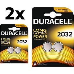 Foto van 4 stuks (2 blisters a 2st) - duracell cr2032 3v lithium knoopcel batterij