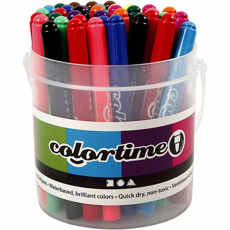 Foto van Colortime emmer met stiften lijndikte 5 mm multicolor 42 stuks