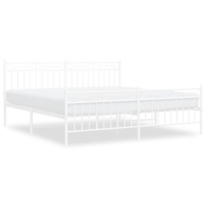 Foto van Vidaxl bedframe met hoofd- en voeteneinde metaal wit 180x200 cm