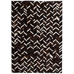 Foto van Vidaxl tapijt chevron patchwork 190x290 cm echt leer zwart/wit