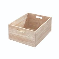 Foto van Idesign - opbergbox met handgrepen, 38 x 46 x 20.5 cm, paulownia hout, beige - idesign the home edit