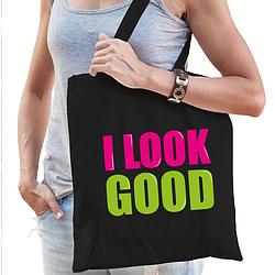 Foto van I look good cadeau tas zwart voor dames - feest boodschappentassen