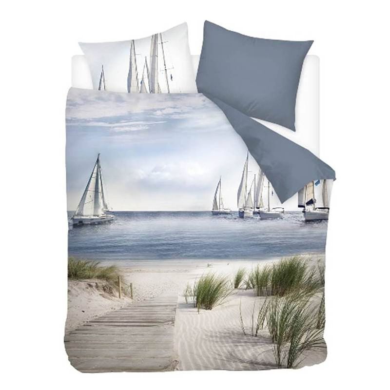 Foto van Snoozing dunes - flanel - dekbedovertrek - tweepersoons - 200x200/220 cm - blauw