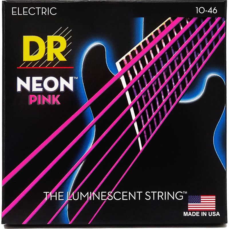 Foto van Dr strings npe-10 hi-def neon pink medium 10-46 elektrische gitaarsnaren