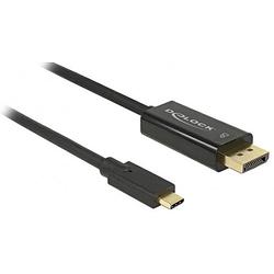 Foto van Delock usb-c® / displayport adapterkabel usb-c® stekker, displayport stekker 3.00 m zwart 85257 vergulde steekcontacten usb-c®-displaykabel