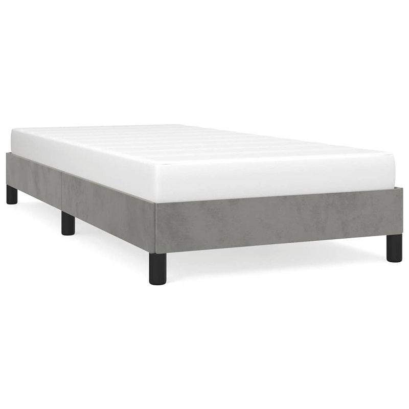 Foto van The living store bedframe - fluweel - ondersteunende poten - multiplex lattenbodem - lichtgrijs - 193x93x25 cm