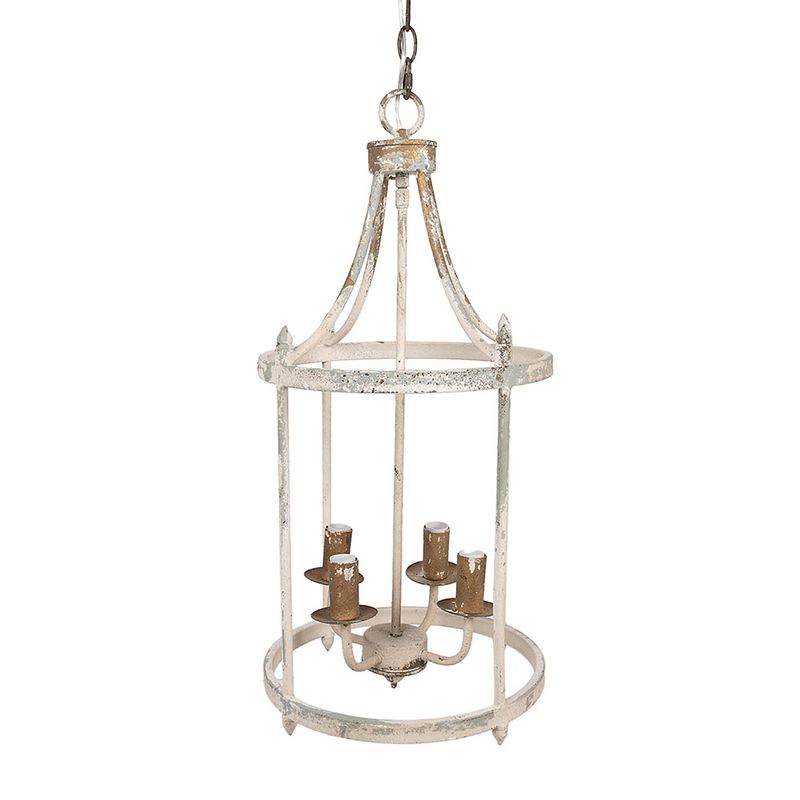 Foto van Clayre & eef hanglamp ø 30x65 cm beige ijzer hanglamp eettafel beige hanglamp eettafel