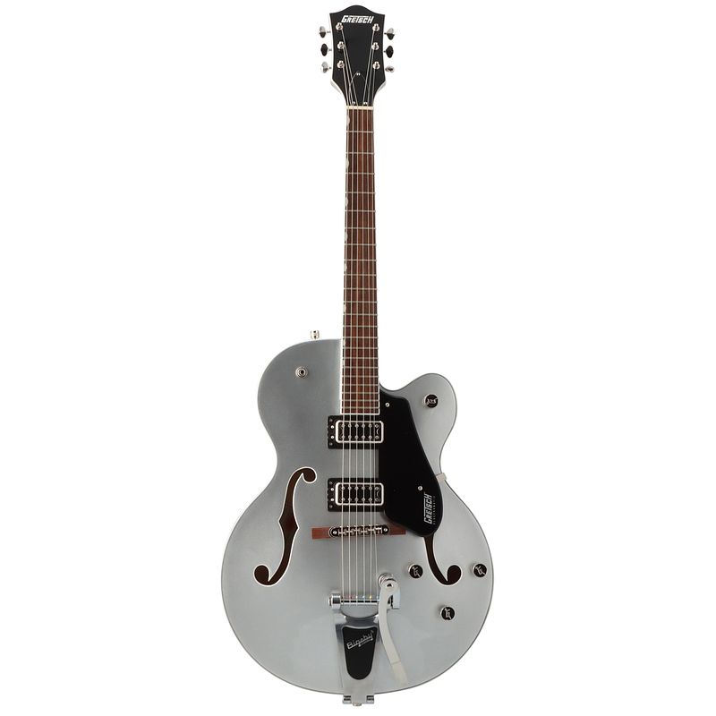 Foto van Gretsch g5420t electromatic classic hollowbody sc bigsby airline silver semi-akoestische gitaar