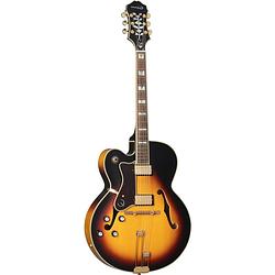 Foto van Epiphone original collection broadway left-handed vintage sunburst linkshandige semi-akoestische gitaar met premium gigbag