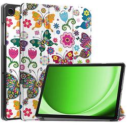 Foto van Basey samsung galaxy tab a9 plus hoesje kunstleer hoes case cover samsung galaxy tab a9 plus-vlinders