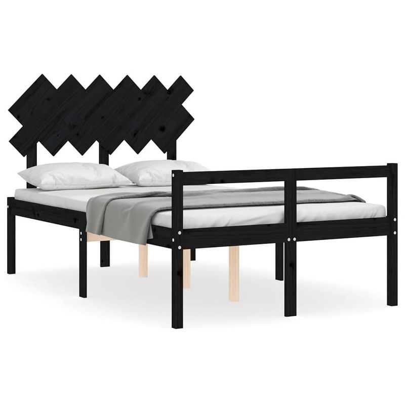 Foto van The living store bedframe - massief grenenhout - 120 x 190 cm - zwart