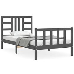 Foto van The living store bed vuren - grijs 205.5 x 95.5 x 100 cm - multiplex lattenbodem