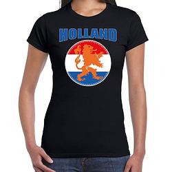 Foto van Zwart fan shirt / kleding holland met zwart leeuw ek/ wk voor dames xs - feestshirts