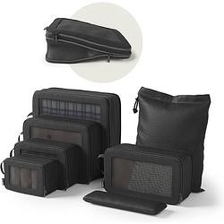 Foto van Onyx® compressie packing cubes - 7 stuks - bagage organizers met compressie rits - voor koffers en tassen - zwart