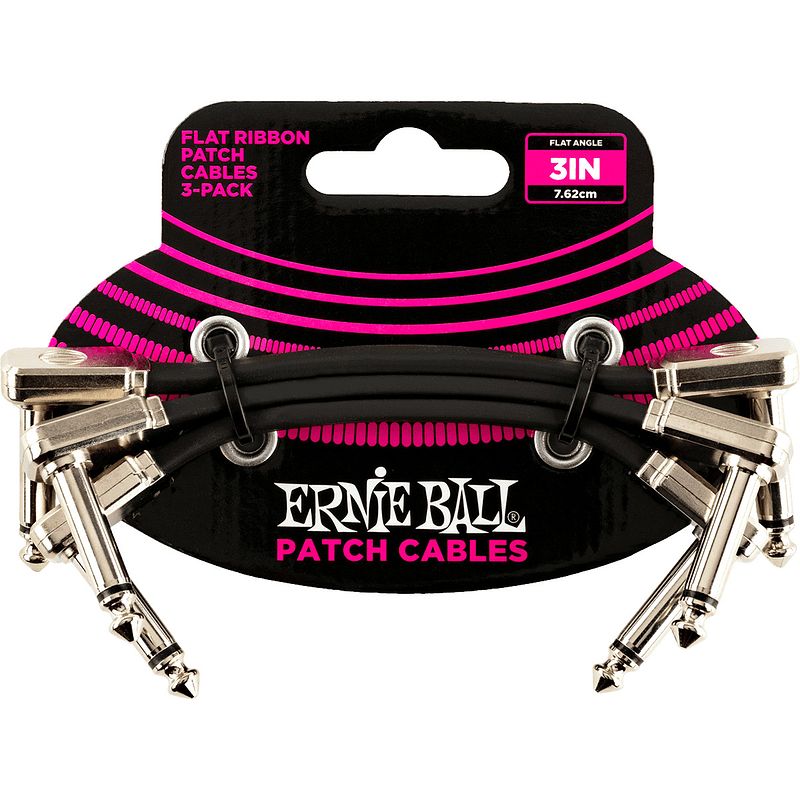 Foto van Ernie ball 6220 flat ribbon patch cables patchkabels haaks 7.5 cm (set van 3)