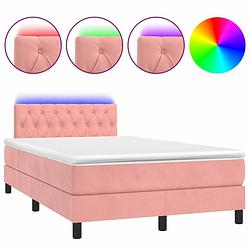 Foto van Vidaxl boxspring met matras en led fluweel roze 120x200 cm