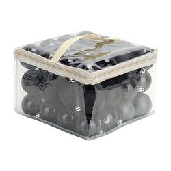 Foto van 48x stuks kunststof kerstballen zwart 6 cm in opbergtas/opbergbox - kerstbal