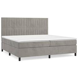 Foto van The living store bed - zacht fluwelen boxspringbed met praktisch hoofdbord - 203 x 200 x 118/128 cm - ken- pocketvering