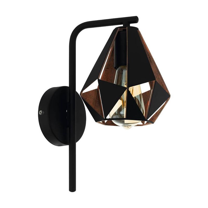 Foto van Eglo carlton 4 wandlamp - e27 - 16 cm - zwart;koper