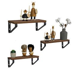 Foto van Quvio wandplanken set van 3 - quv1002 - rustic dark brown