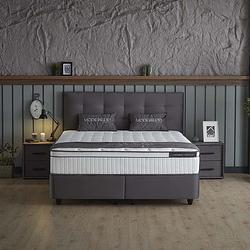 Foto van 1-persoons boxspring met opbergruimte modebedd - antraciet - antraciet 90x200 cm - pocketvering - inclusief topper - dekbed-discounter.nl