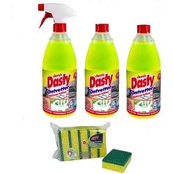 Foto van Dasty ontvetter voordeelpack: 1x spuitfles + 2 x navulling+ gratis set sponzen + 1 set schoonmaakhandschoenen