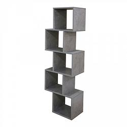 Foto van Vakkenkast roomdivider gestapeld kubus design yoep 5 vakken grijs beton look