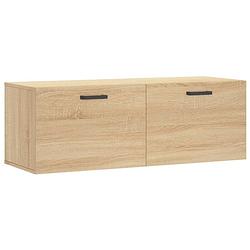 Foto van The living store wandkast sonoma eiken - zwevende opbergkast - 100 x 36.5 x 35 cm