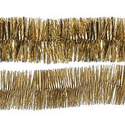 Foto van Decoris folie kerstslingers 2x stuks - goud - kunststof - 270 cm - kerstslingers