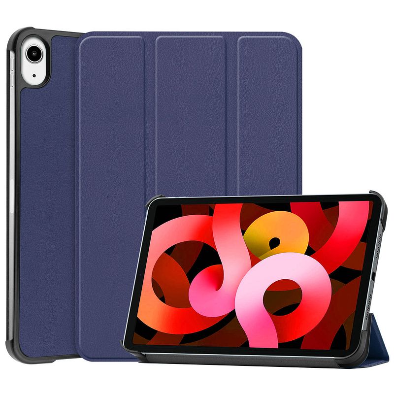 Foto van Basey ipad air 2022 (5e generatie) hoesje kunstleer hoes case cover - donkerblauw