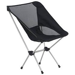 Foto van The living store campingstoelen - 2-delige set - aluminium - 54x50x65cm - zwart/zilver