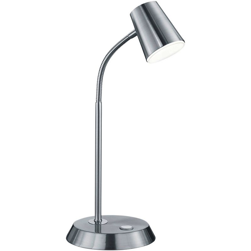 Foto van Led bureaulamp - tafelverlichting - trion narca - 4w - warm wit 3000k - rond - mat nikkel - aluminium