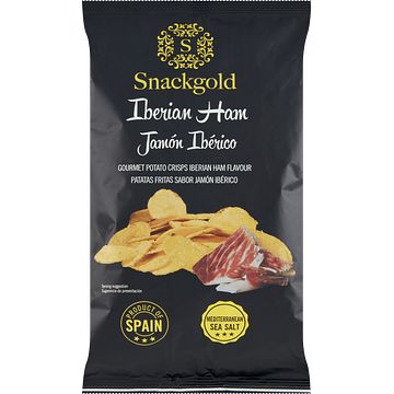 Foto van Snackgold iberian ham gourmet potato crisps 125g bij jumbo