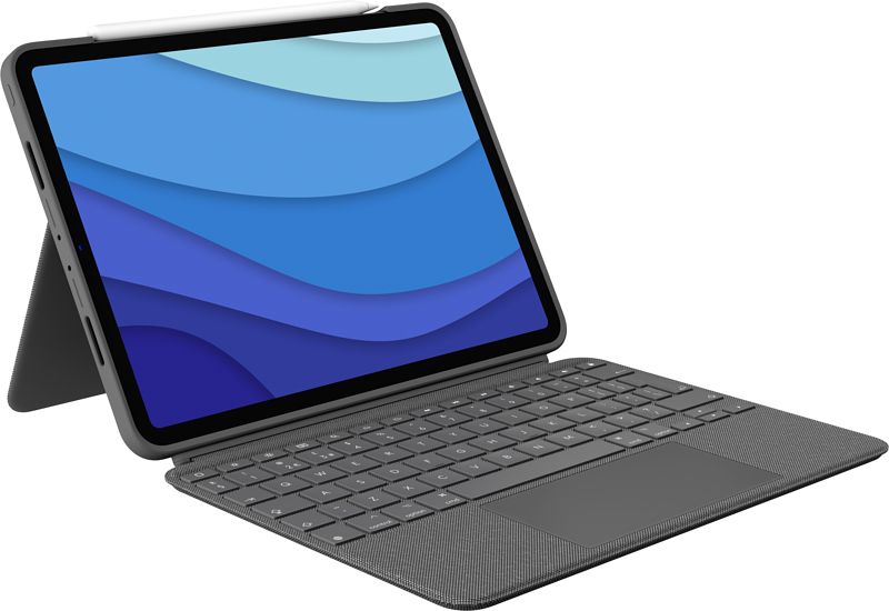 Foto van Logitech combo touch apple ipad pro 11 inch (2021/2020/2018) toetsenbord hoes qwerty grijs