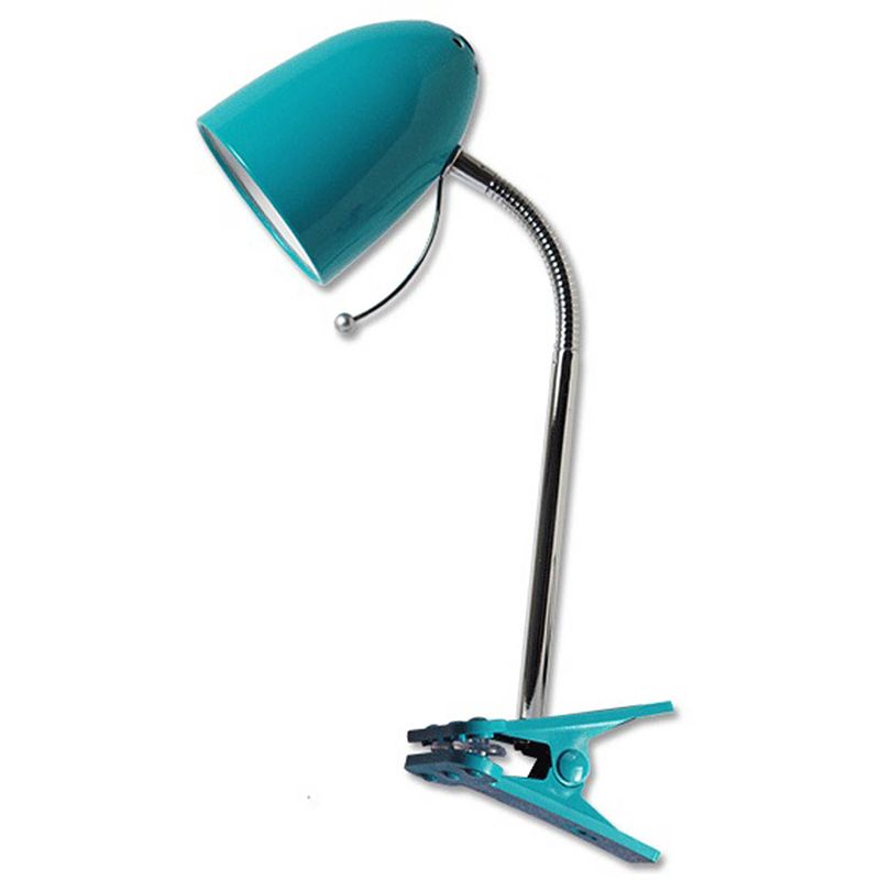 Foto van Led klemlamp - aigi wony - e27 fitting - flexibele arm - rond - glans blauw