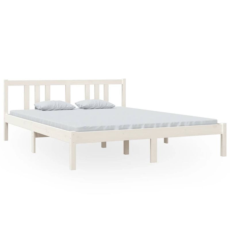 Foto van The living store bedframe massief hout wit 150x200 cm 5ft king size - bed